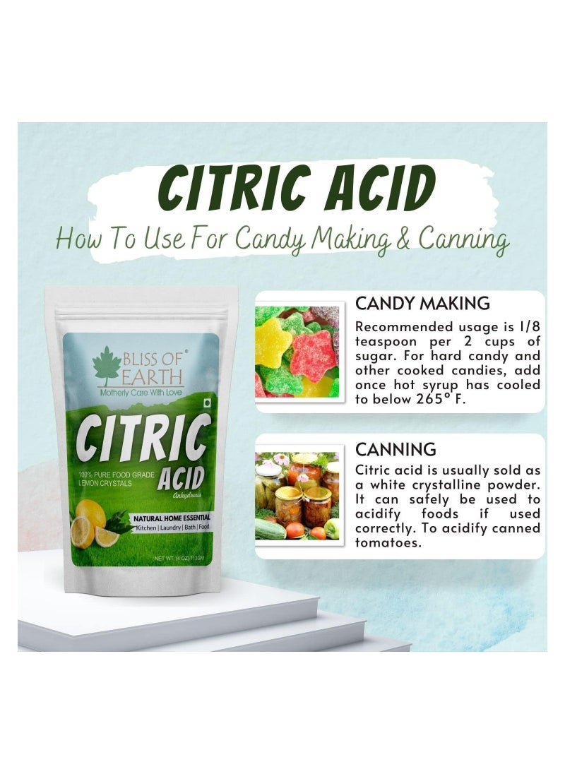 BLISS OF EARTH Bliss of Earth 4 oz Anhydrous Citric Acid Powder For Food Bath Bombs Cleaning & Preserving 113GM  - Image 2
