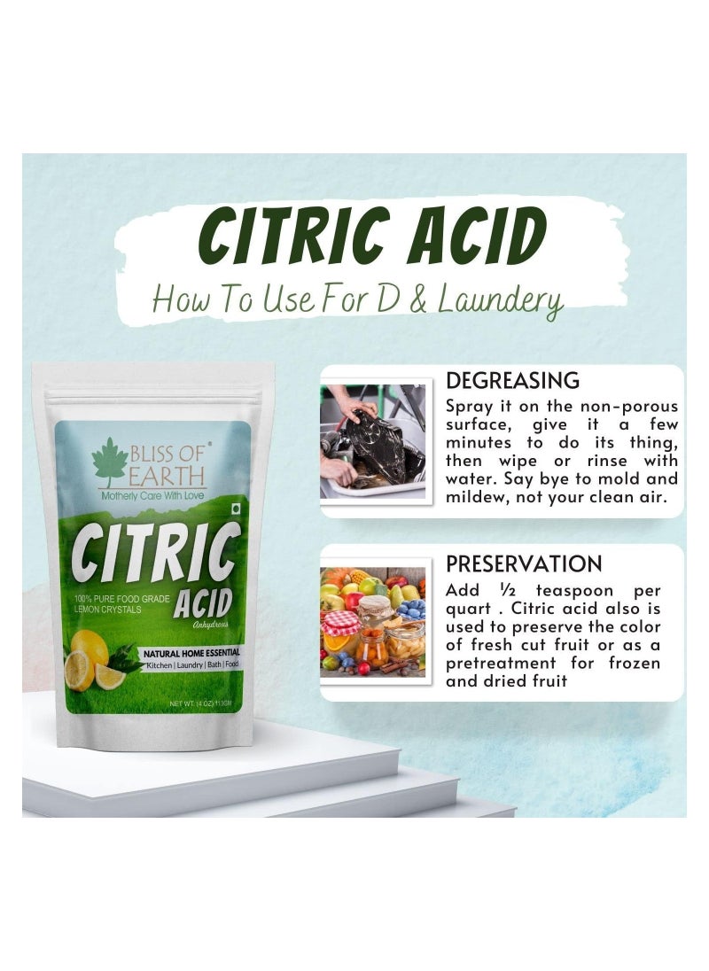 BLISS OF EARTH Bliss of Earth 4 oz Anhydrous Citric Acid Powder For Food Bath Bombs Cleaning & Preserving 113GM  - Image 5