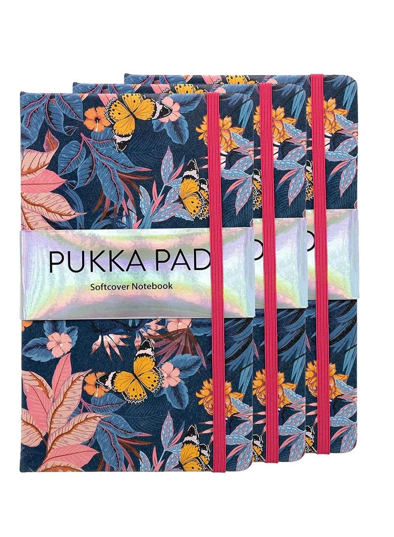 Pukka Pad Bloom Softcover Pad Notebook – 21 x 13cm – Pack of 3 Floral Designs - Image 1
