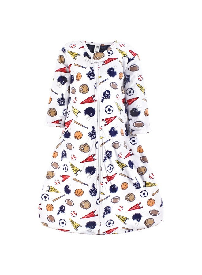 Hudson Baby Infant Boy Long Sleeve Plush Faux Fur Sleeping Bag, Wearable Blanket, Sports Fan, 6-12 Months - Image 1