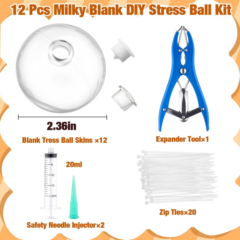 Simgoing 12 Pcs DIY Stress Ball Making Kit, Blank Stress Pressure Ball Skin Kit with Vacuum Evacuating Device & Expander Tool Make Your Own Fidget Pressure Balls for Adults(Clear) - Image 2