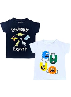 Baby Co. Dinosaurs & Monsters Graphic Cotton T-shirt  (2 Pack)  - Image 1