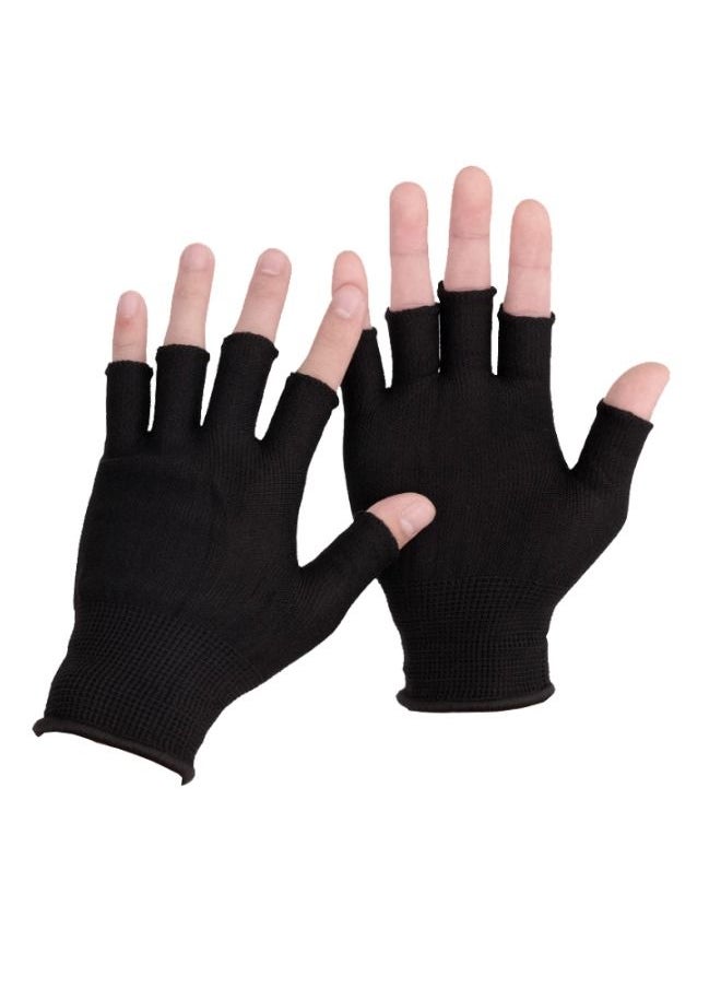 Generic - Pair Of Casual Fingerless Cotton Driving Gloves Black - Image 1