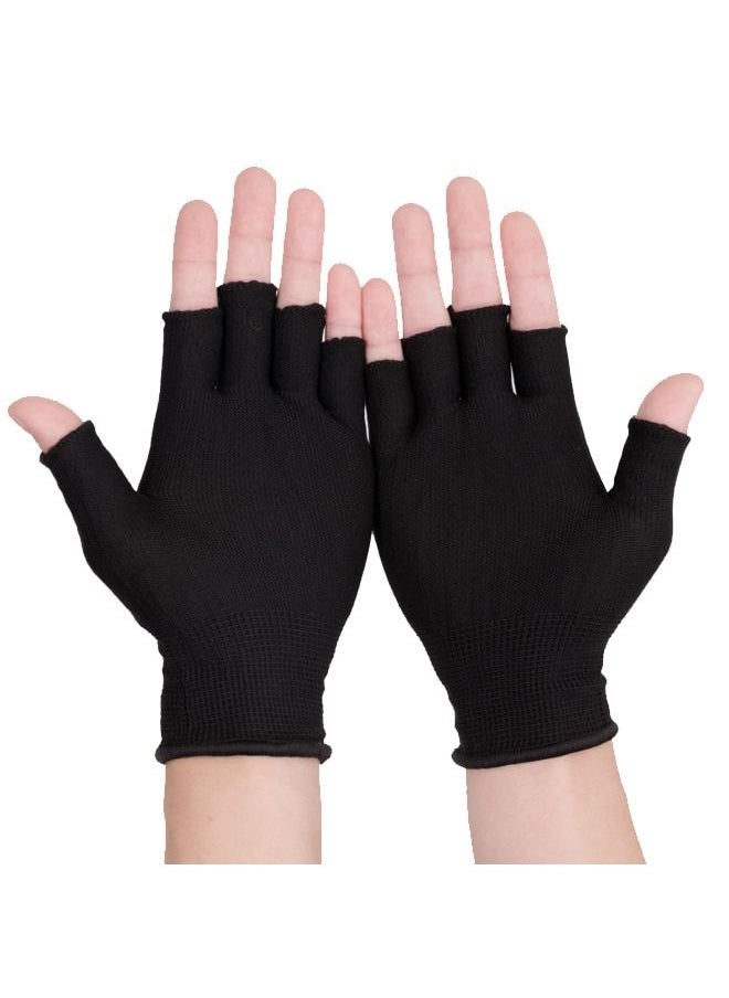 Generic - Pair Of Casual Fingerless Cotton Driving Gloves Black - Image 1
