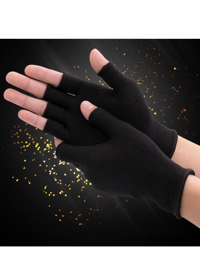 Generic - Pair Of Casual Fingerless Cotton Driving Gloves Black - Image 1