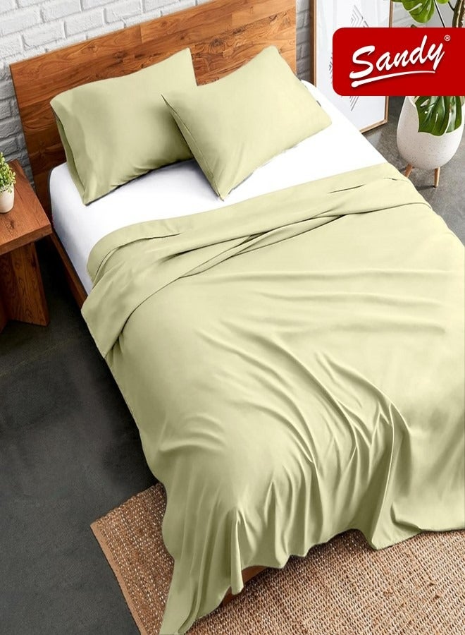 ساندي طقم شرشف سرير ساندي فاخر بجودة الفنادق مع أغطية وسادة، طقم من 3 قطع، شديد النعومة وجيد التهوية وبارد, مقاس دبل مفرد ونص 243 × 205 سم, ليموني - Image 1