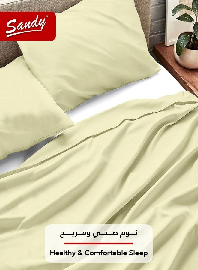 ساندي طقم شرشف سرير ساندي فاخر بجودة الفنادق مع أغطية وسادة، طقم من 3 قطع، شديد النعومة وجيد التهوية وبارد, مقاس دبل مفرد ونص 243 × 205 سم, ليموني - Image 5
