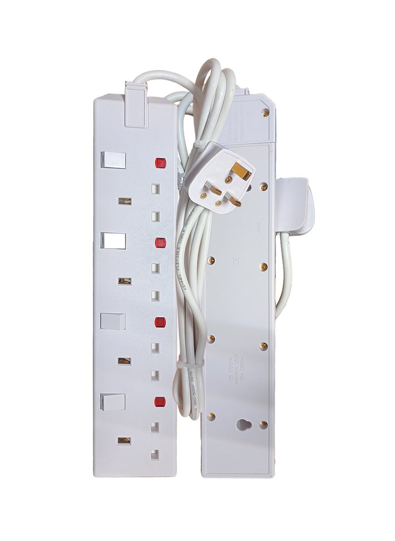Duravel Duravel 4-Way Extension Socket with Switches, 3 Metre Cable, White  - Image 4