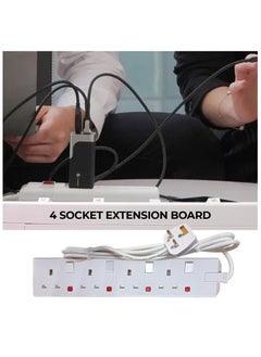 Duravel Duravel 4-Way Extension Socket with Switches, 3 Metre Cable, White  - Image 5