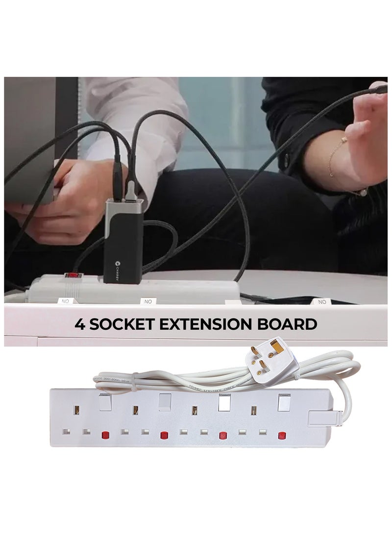 Duravel Duravel 4-Way Extension Socket with Switches, 3 Metre Cable, White  - Image 5