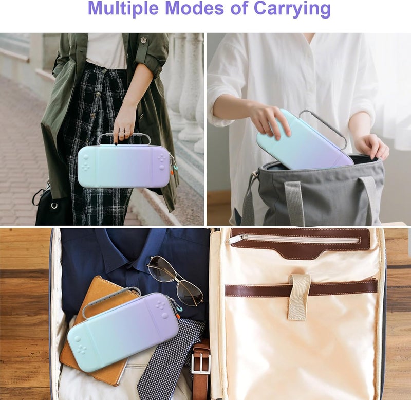 Canboc Carrying Case Compatible with Nintendo Switch 2 (2025), Hard Shell Switch 2 Console Bag with 24 Game Card Slots, Mesh Pocket fit Accessories, Purple Gradient Blue (Case Only) - Image 3