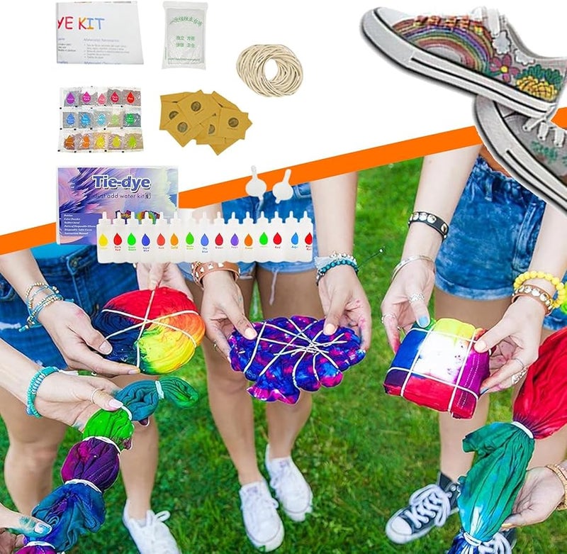 مجموعة صبغ رباطي من 18 لونًا للمناشف والملابس والجوارب والأوشحة والقبعات، مجموعة فن القماش للمبتدئين - Image 4