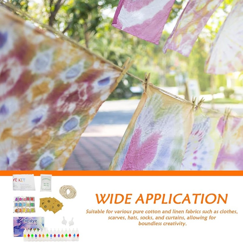 مجموعة صبغ رباطي من 18 لونًا للمناشف والملابس والجوارب والأوشحة والقبعات، مجموعة فن القماش للمبتدئين - Image 3