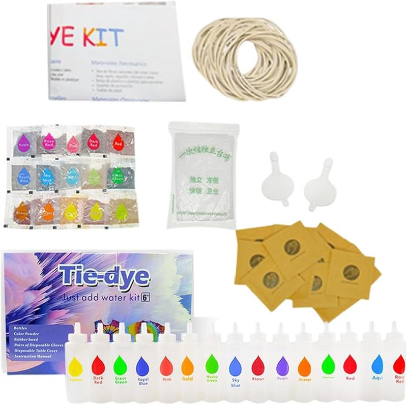 مجموعة صبغ رباطي من 18 لونًا للمناشف والملابس والجوارب والأوشحة والقبعات، مجموعة فن القماش للمبتدئين - Image 2