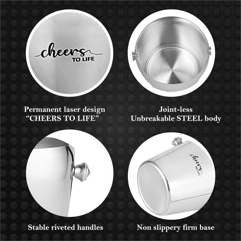 Axiom barset Stainless Steel of 4 bar Accessories Ice Bucket for Wine Beer Bottle Opener peg Measurer ice Tong with Cheers to Life Design - Image 2