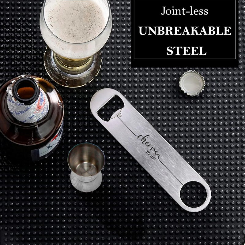 Axiom barset Stainless Steel of 4 bar Accessories Ice Bucket for Wine Beer Bottle Opener peg Measurer ice Tong with Cheers to Life Design - Image 3