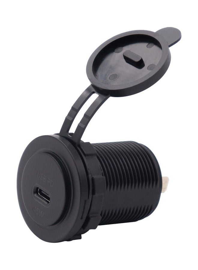 شاحن سيارة بمنفذ Type-C أسود - Image 1