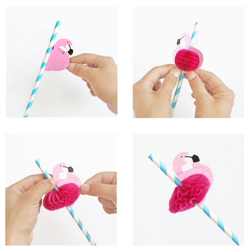 HANSGO Flamingo Paper Straw Decorations  50 PCS Disposable Cocktail Drinking Straws Decorative for Party Table D?cor Luau Party - Image 3