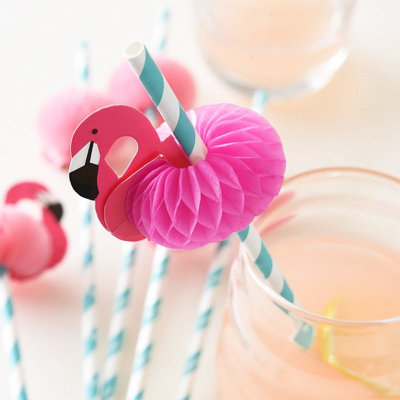 HANSGO Flamingo Paper Straw Decorations  50 PCS Disposable Cocktail Drinking Straws Decorative for Party Table D?cor Luau Party - Image 4
