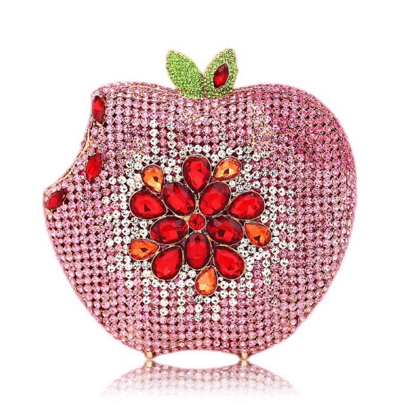 Apple Clutch With Diamond Embellishments For Evening Events, Trade, Style Party Clutch, Women'S Bag - Image 2