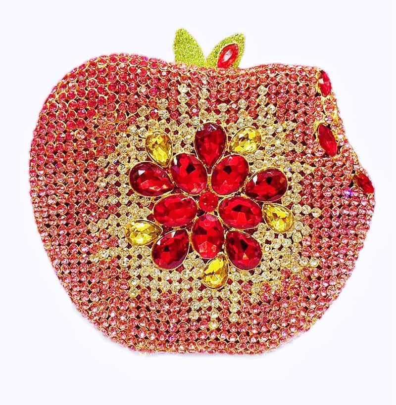 Apple Clutch With Diamond Embellishments For Evening Events, Trade, Style Party Clutch, Women'S Bag - Image 4