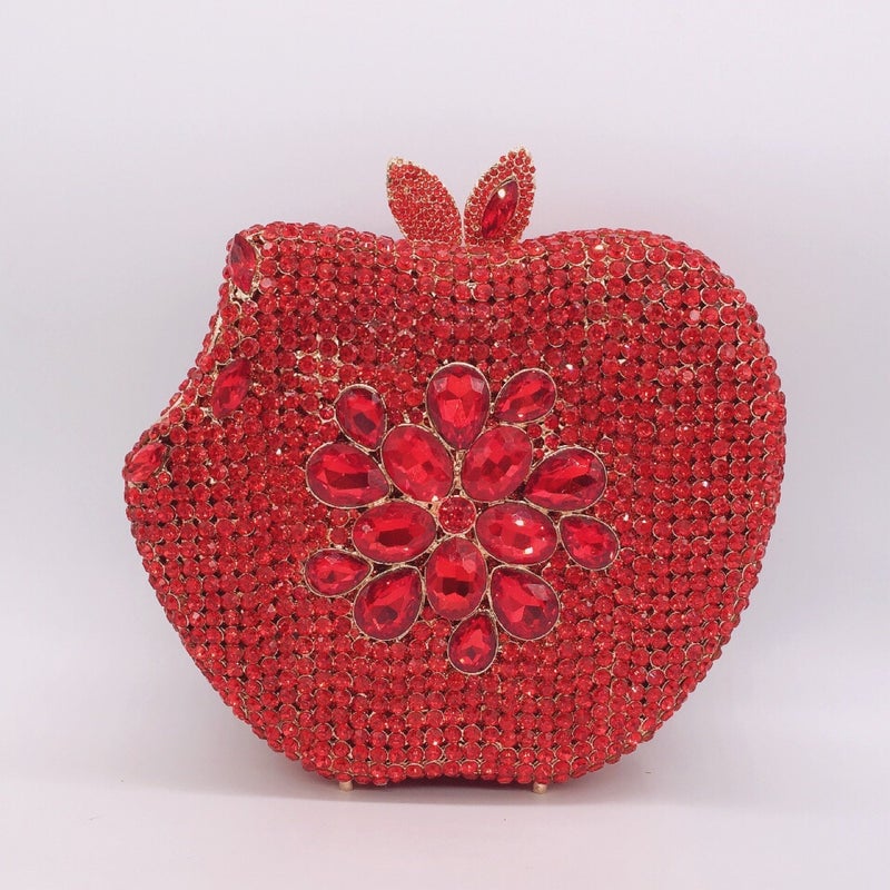 Apple Clutch With Diamond Embellishments For Evening Events, Trade, Style Party Clutch, Women'S Bag - Image 1