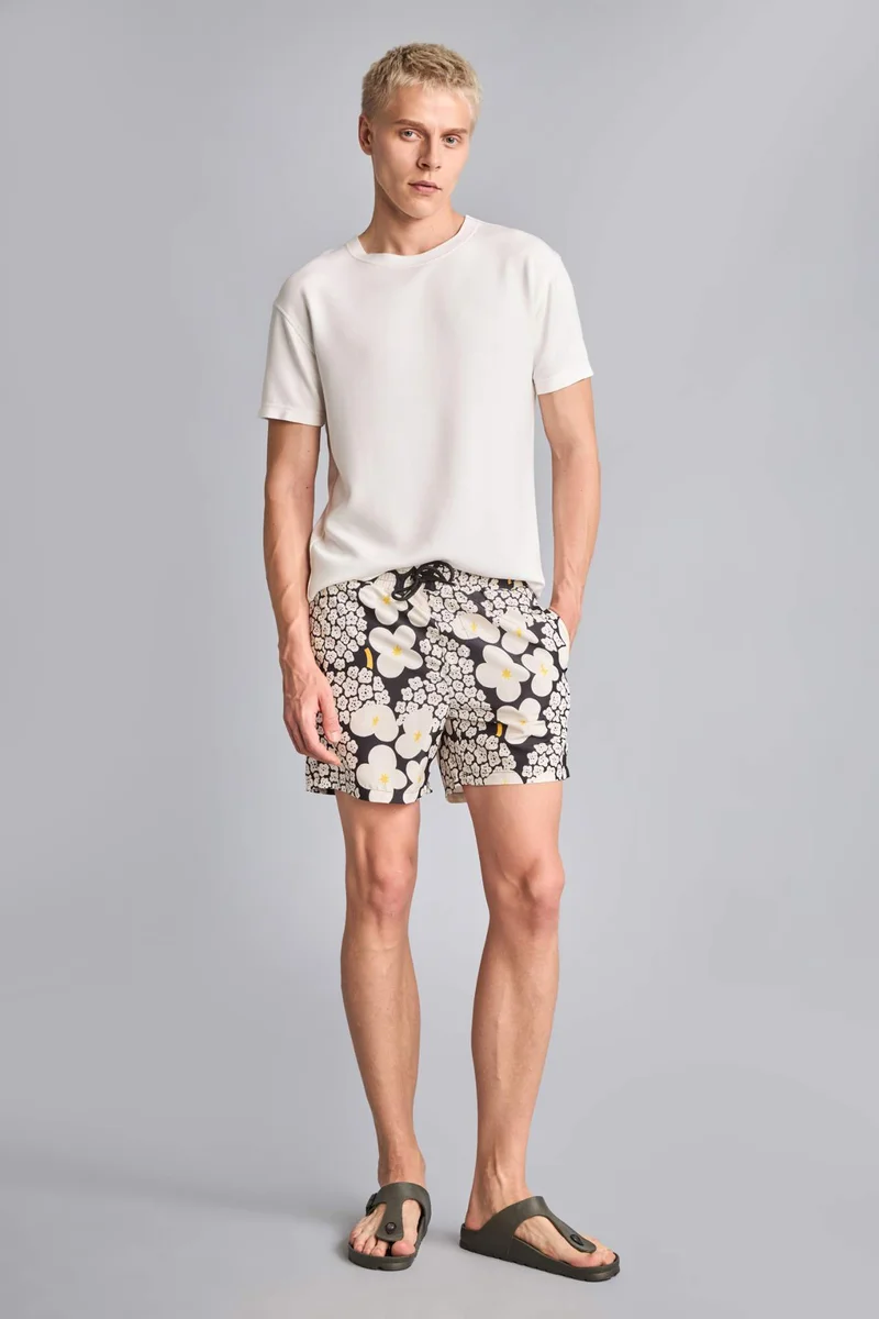 Printed Black Swim Shorts