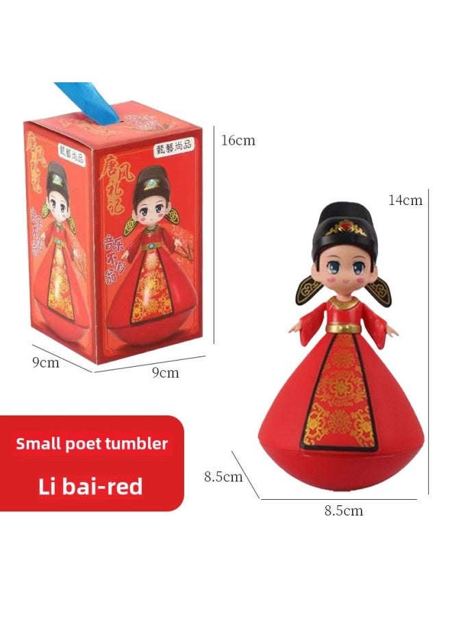 Datang Tumbler Little Sister Creative Xi'an Tourism Creative Doll Doll Toy Ornaments Gift-Color:Small Poetry Li White Red - Image 1