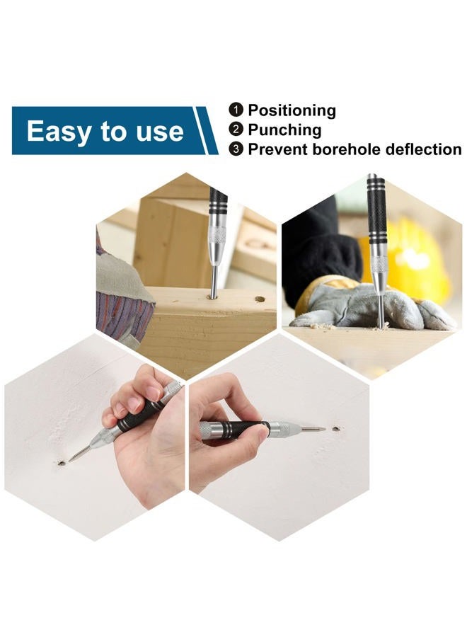 karmiero 2Pcs Heavy Duty Automatic Center Punch, 5'' Premium Steel Spring Loaded Center Hole Punch, Adjustable Spring Impact Center Marker Scriber Tool for Metel, Plastics, Wood, Glass by - Image 5