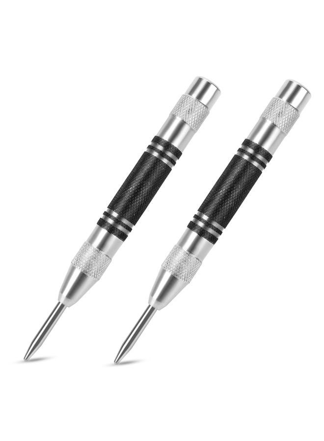 karmiero 2Pcs Heavy Duty Automatic Center Punch, 5'' Premium Steel Spring Loaded Center Hole Punch, Adjustable Spring Impact Center Marker Scriber Tool for Metel, Plastics, Wood, Glass by - Image 1
