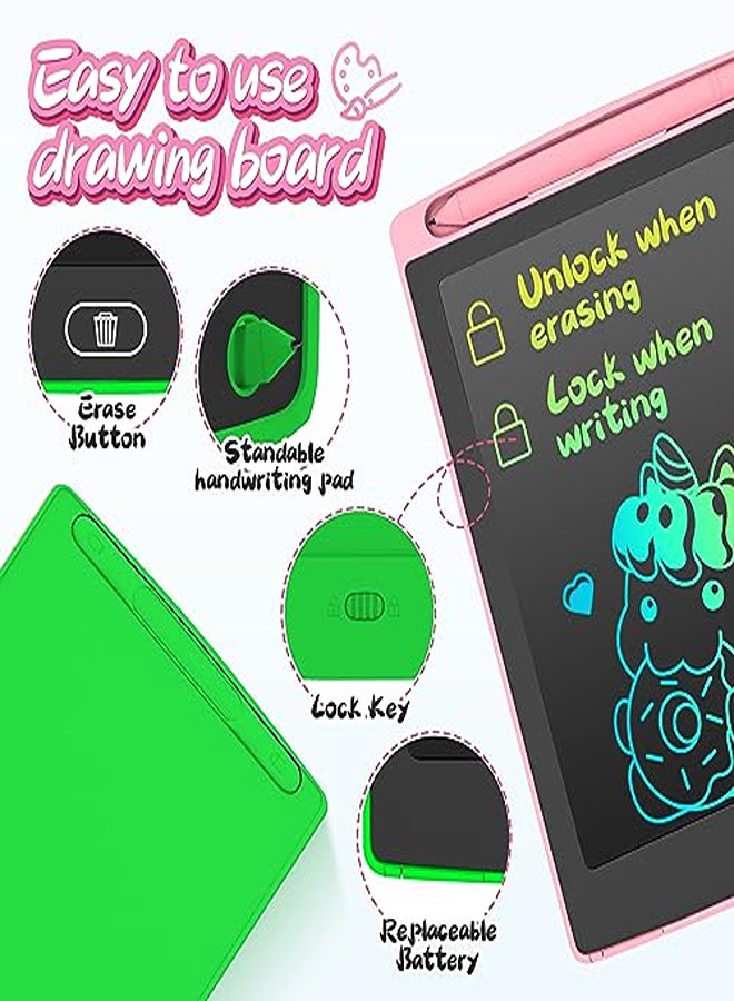 2 Pack LCD Writing Tablet 8.5inch with Bag - Colorful Screen Doodle Pad Drawing Board Learning Educational Toy - (Green+Pink)  - Image 2