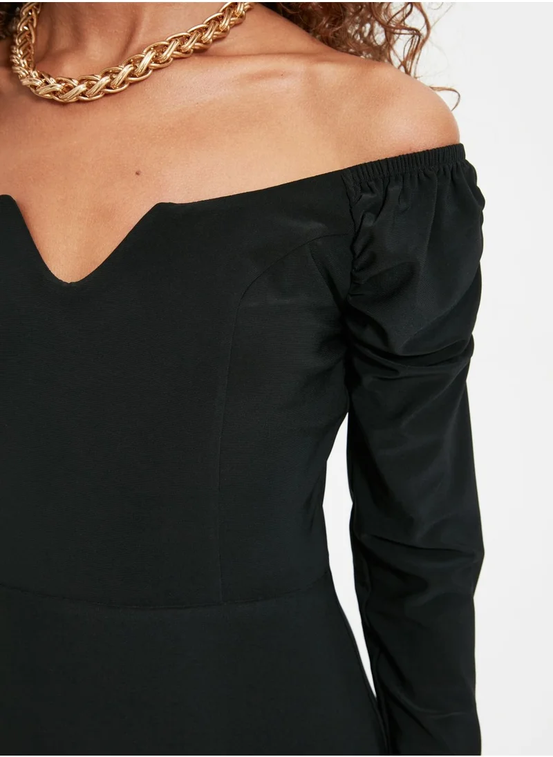 trendyol Front Slit Knitted Bodycon Dress