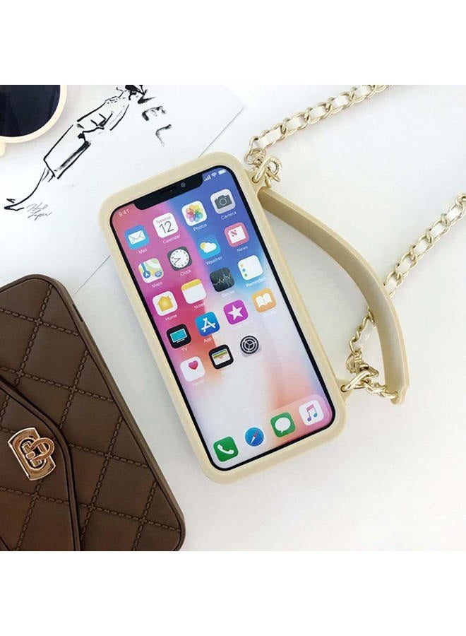 UnnFiko Wallet Case Compatible with iPhone 11, Cute Light Luxury Bag Design, Purse Flip Card Pouch Cover Soft Silicone Case with Handstrap Long Shoulder Strap (Khaki, iPhone 11) - Image 5
