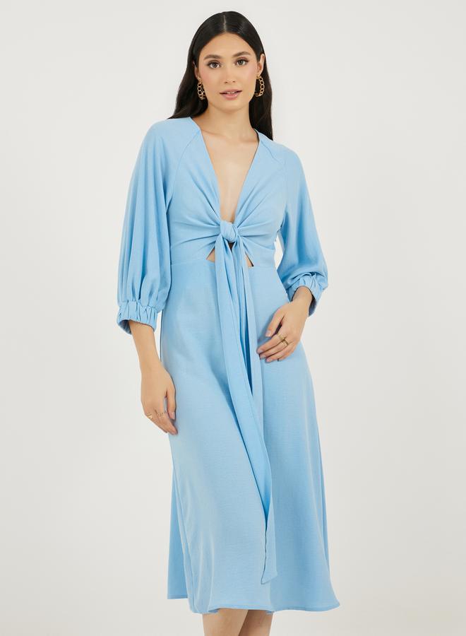Styli Tie-Front Midi Dress - Image 2