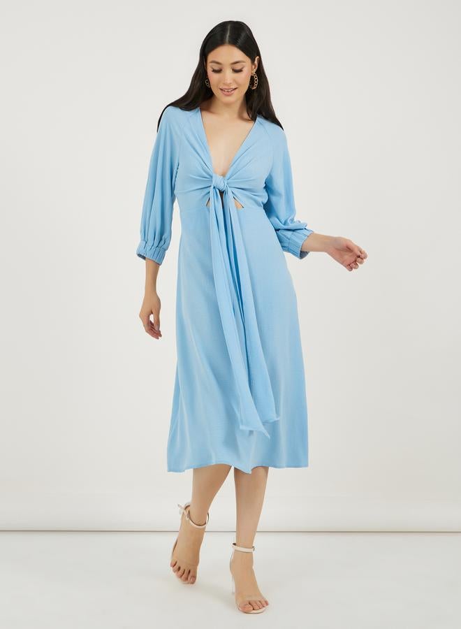Styli Tie-Front Midi Dress - Image 4