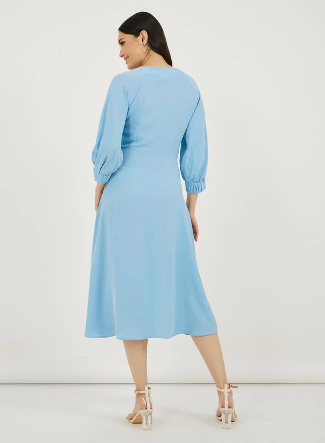 Styli Tie-Front Midi Dress