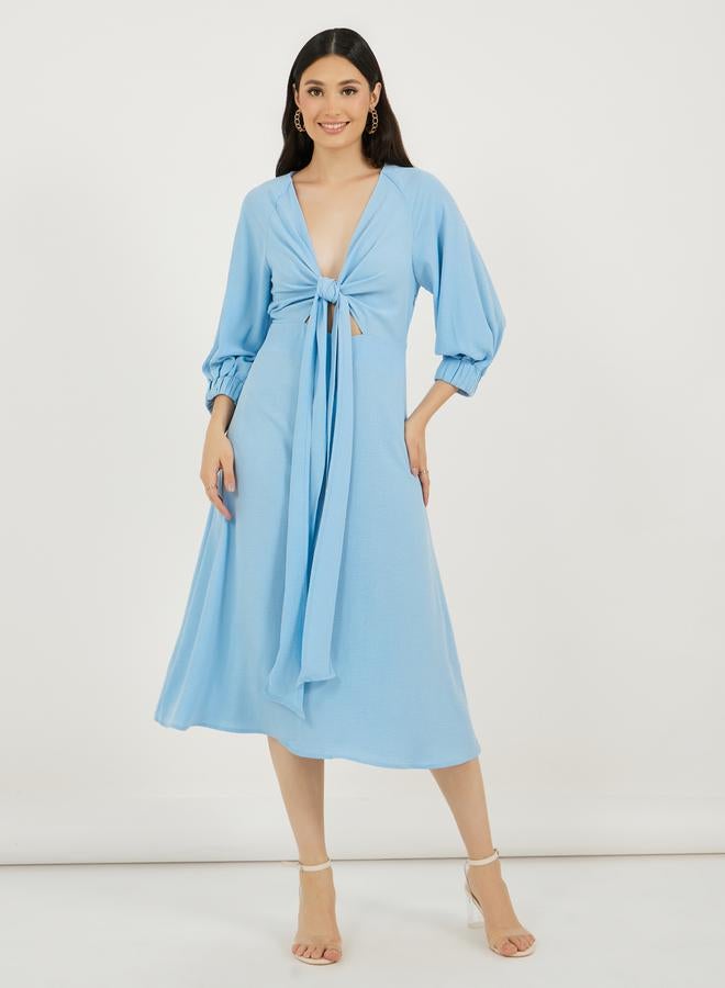 Styli Tie-Front Midi Dress - Image 1