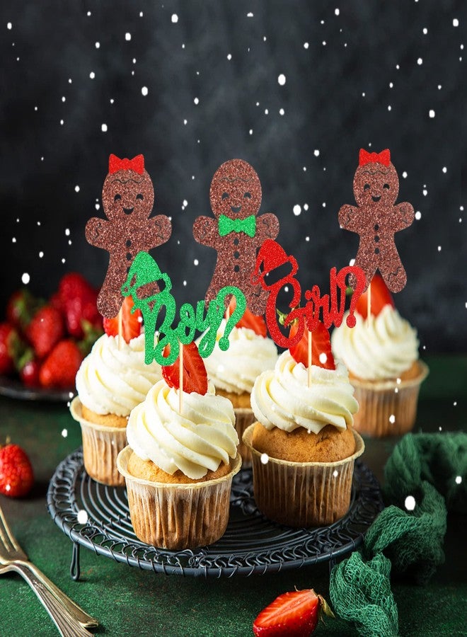 Ercadio 24 Pack Gingerbread Boy or Girl Cupcake Toppers Christmas Gingerbread Man Boy or Girl Cupcake Picks Xmas Holiday Theme Gender Reveal Baby Shower Party Decor Supplies - Image 4