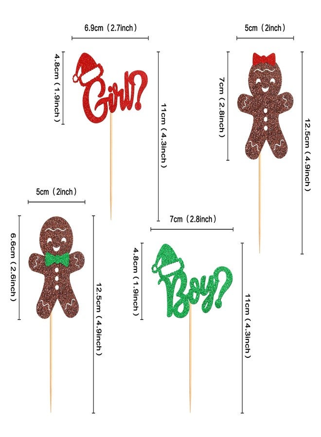 Ercadio 24 Pack Gingerbread Boy or Girl Cupcake Toppers Christmas Gingerbread Man Boy or Girl Cupcake Picks Xmas Holiday Theme Gender Reveal Baby Shower Party Decor Supplies - Image 2