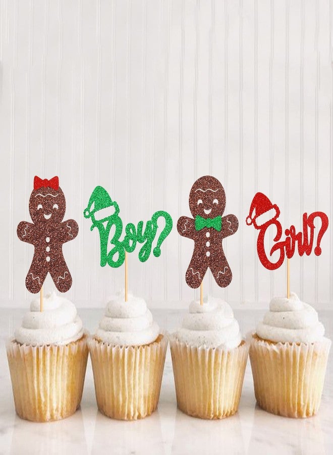 Ercadio 24 Pack Gingerbread Boy or Girl Cupcake Toppers Christmas Gingerbread Man Boy or Girl Cupcake Picks Xmas Holiday Theme Gender Reveal Baby Shower Party Decor Supplies - Image 3