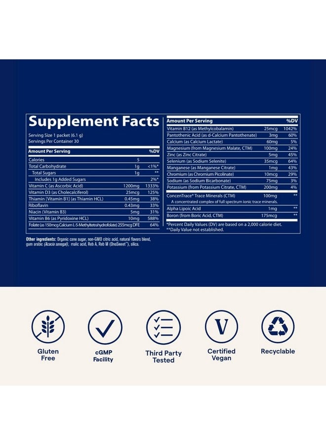 Trace Minerals | Power Pak Electrolyte Powder Packets | 1200 mg Vitamin C, Zinc, Magnesium | Boost Immunity, Hydration and Natural Energy | Lemon Lime | 90 Packets - Image 2