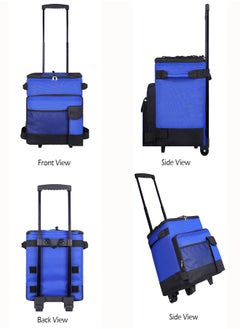 Gerenic Foldable Grocery Shopping Trolley, Cooler Food Bag, Portable Hand Boot Cart Trunk, Rolling Insulated Thermal, Wheels Roller for Outdoor BBQ Beach, Camping Picnics, 43L Capacity, Blue  - Image 2