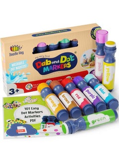 Dab and Dot Markers Washable Dot Markers For Toddlers Kids Preschool ; 8 Colors Bingo Markers ; Non Toxic Toddler Arts And Crafts Supplies ; Paint Markers For Kids ; Pdf With 200 Dot Art Activity Sheets  - Image 1