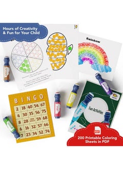 Dab and Dot Markers Washable Dot Markers For Toddlers Kids Preschool ; 8 Colors Bingo Markers ; Non Toxic Toddler Arts And Crafts Supplies ; Paint Markers For Kids ; Pdf With 200 Dot Art Activity Sheets  - Image 4