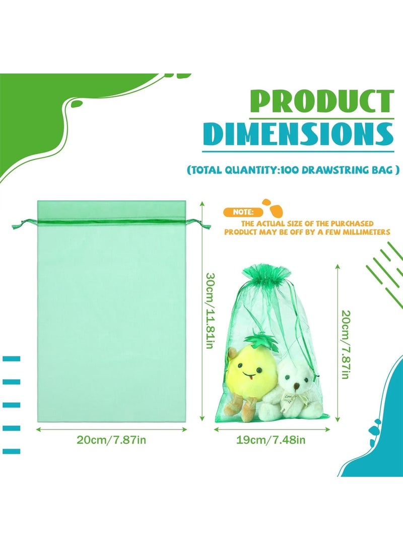 Zikra 100pcs Large Organza Bags 12 x 8 Inch Sheer Mesh Drawstring Gift Packaging Pouch Bags for Wedding Game Party Supplies (Multicolor) - Image 2