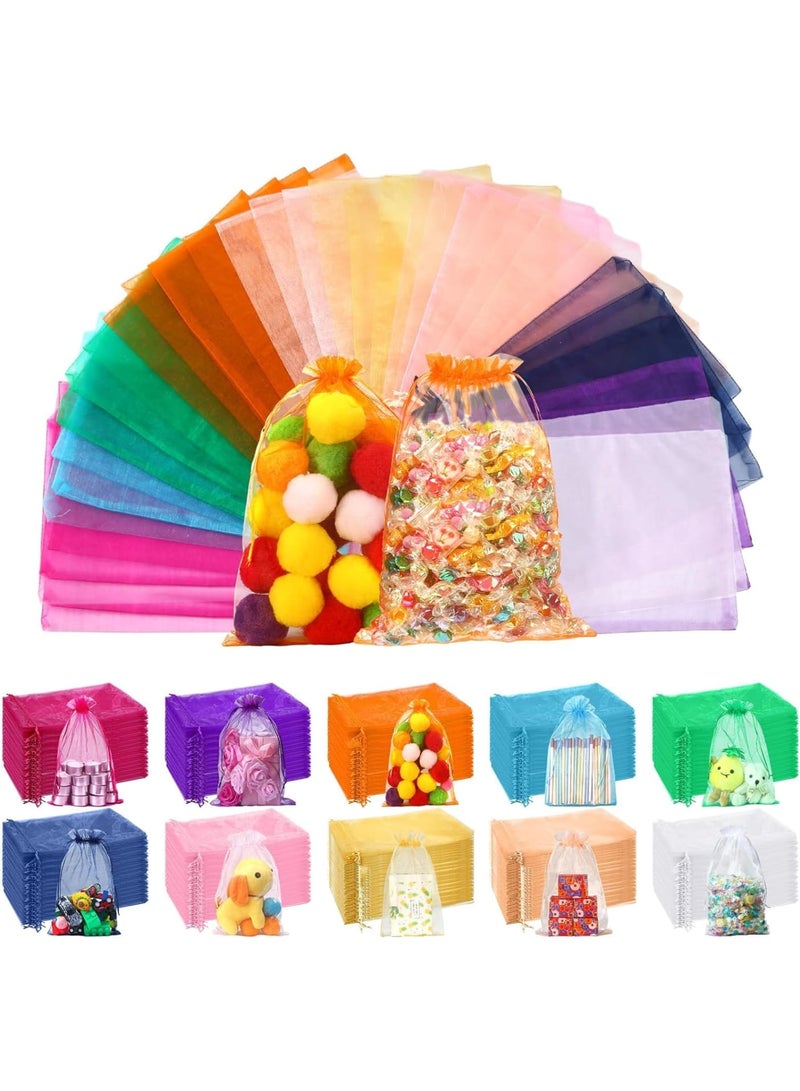 Zikra 100pcs Large Organza Bags 12 x 8 Inch Sheer Mesh Drawstring Gift Packaging Pouch Bags for Wedding Game Party Supplies (Multicolor) - Image 1