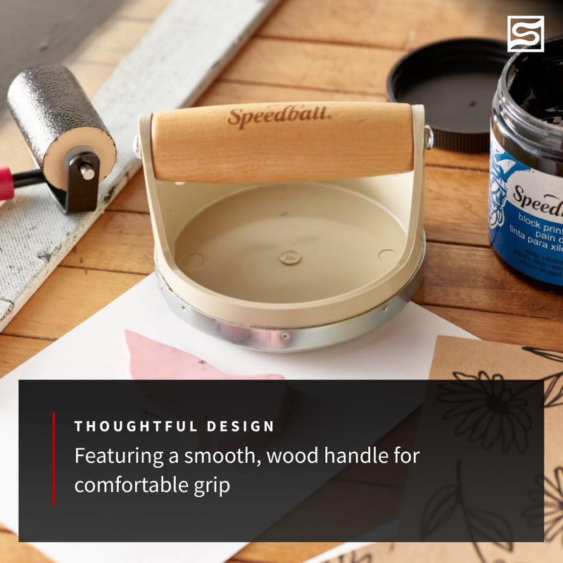 Speedball Block Printing Baren - Comfortable Wooden Handle, Made in the USA - 4 Inches (4139) - Image 5