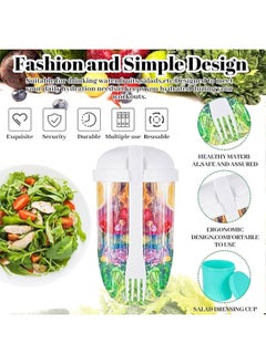 HQ-GAMING Portable Salad Cup, Salad Meal Shaker Cup with Fork and Sauce Box, Yogurt Cup, Breakfast Cup, Food Storage Bento Box, School Lunch Box, Fresh Vegetable Salad Container Holder (White)  - Image 3