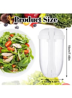 HQ-GAMING Portable Salad Cup, Salad Meal Shaker Cup with Fork and Sauce Box, Yogurt Cup, Breakfast Cup, Food Storage Bento Box, School Lunch Box, Fresh Vegetable Salad Container Holder (White)  - Image 2