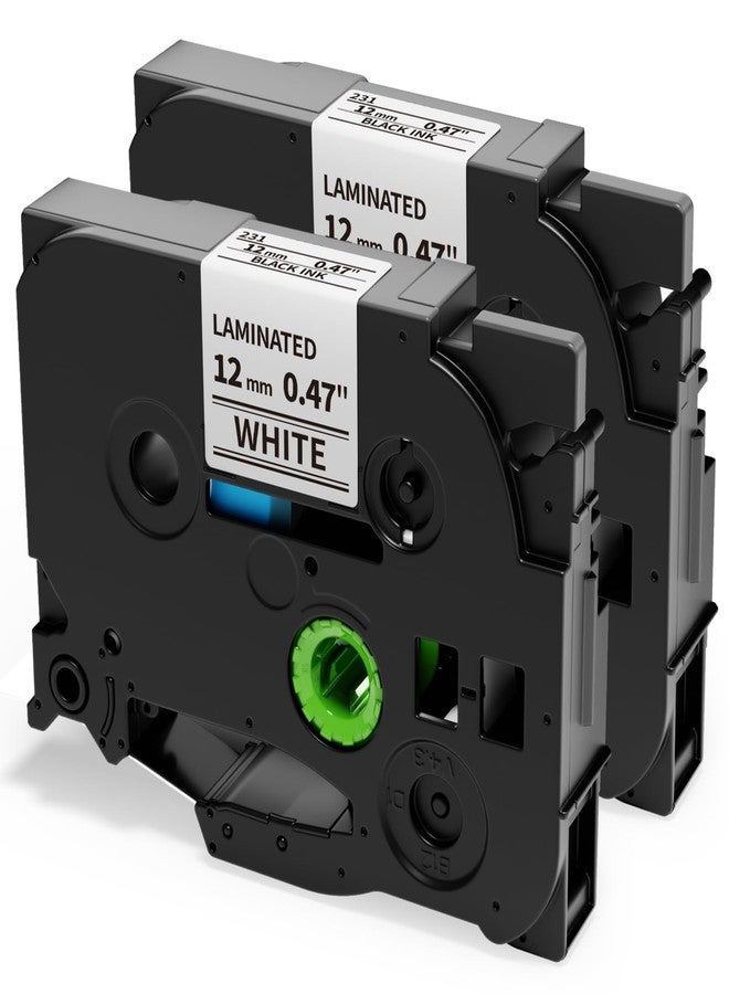 Labelife Compatible Label Tape Replacement for Brother TZ Tape 12mm 0.47 Laminated Black on White TZe-231 TZe 231 Compatible with P-touch PT-D210 PT-H100 PTD400AD PT-P1280 PTD600, 26.2 ft (8m), 2 Pack - Image 1